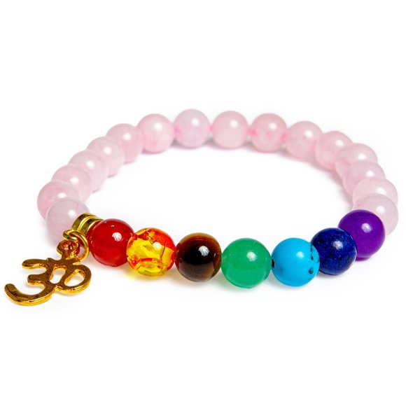 Natural Pink Rose Quartz Stretch Bracelet Set for Woman - The stone of Peace - Picture 3 of 4